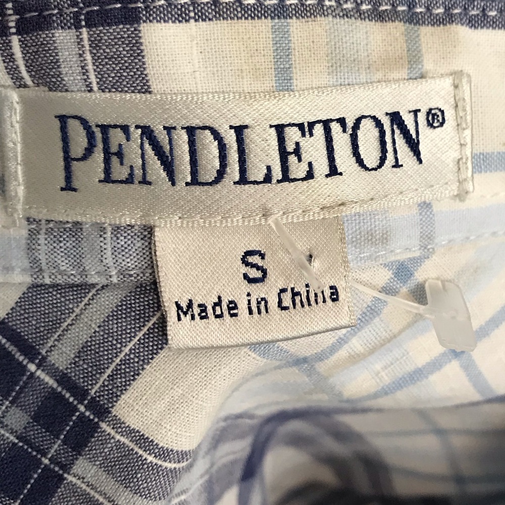 Pendleton Small Blue Plaid Button Down Shirt - image 6